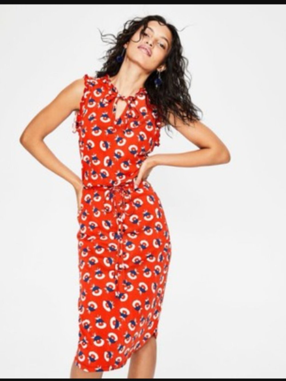 Boden Lois Tie Waist Jersey Shirt Dress, size 10